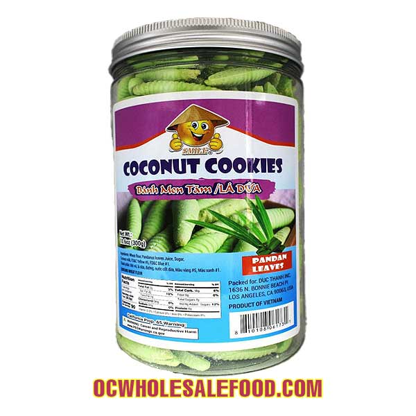 Coconut Ball Cookies Pandan (Bánh Men Tăm Lá Dứa) 24 x 10.6 Oz