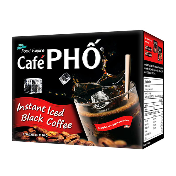 Café Pho Instant Iced Black Coffee (Box) 40 Box x 9 Sachets x 0.5 Oz