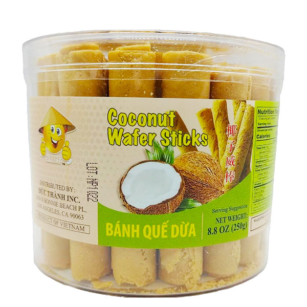 Coconut Wafer Sticks Original (Bánh Quế Dừa Truyền Thống) 12 Jar x 8.8 Oz