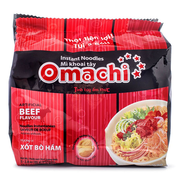 Omachi Instant Noodles Beef Flavor 6 x 5 Pack x 2.8 Oz