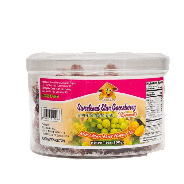 Sweetened Star Gooseberry Kumquat (Mứt Chùm Ruột Hương Tắc) 24 x 7 Oz