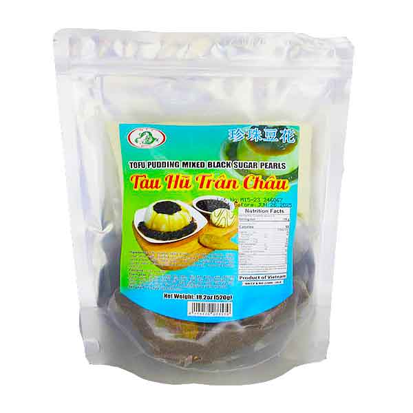 Tofu Pudding Mixed Black Sugar Pearls (Tàu Hủ Trân Châu) 24 x 18 Oz