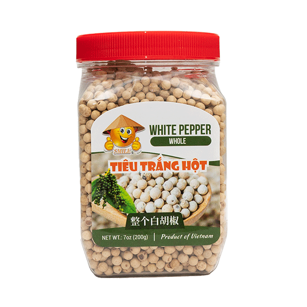 White Pepper Whole (Tiêu Trắng Hột) 24 x 7 Oz