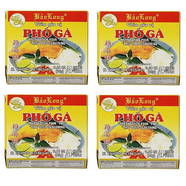 Bao Long Pho Ga Chicken Soup Seasoning Cubes (Viên Gia Vị Phở Gà) 144 x 2.64 Oz