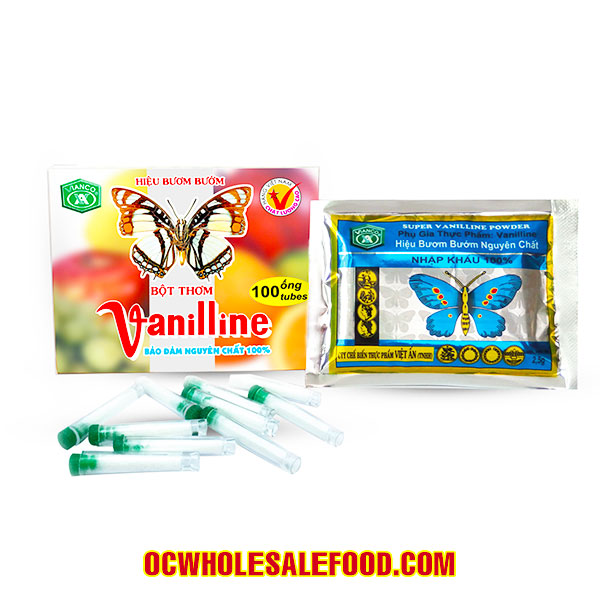 Vanilline Powder (Bột Vani Hiệu Bươm Bướm) 1 Box x 10 Pk x 1 Tube