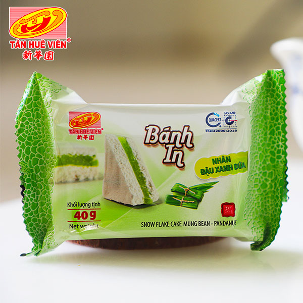 Snow Flake Cake Pandanus (Bánh In Nhân Đậu Xanh Dứa) 30 x 16 Oz [#124]