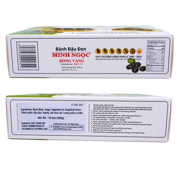 Minh Ngoc Black Bean Cake - Bánh Đậu Đen Rồng Vàng Minh Ngọc (44 x 10.5 Oz) - Image 3