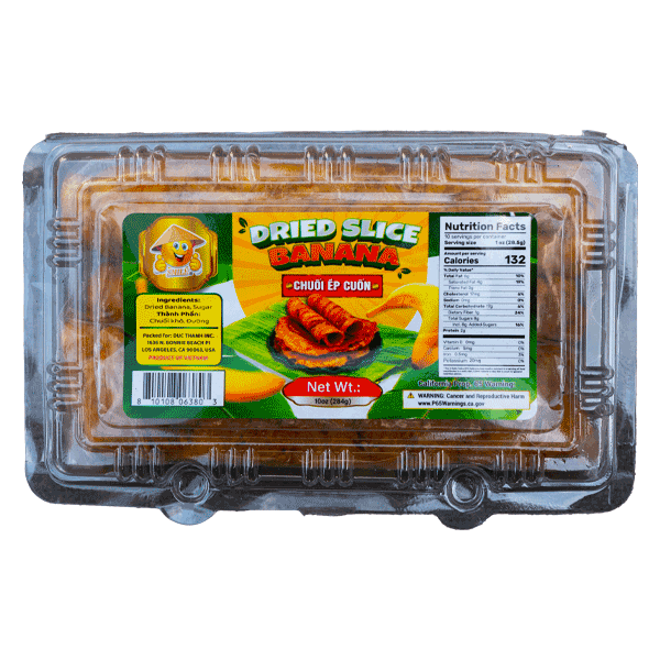 Smile Dried Sliced Banana - Chuối Ép Cuốn (24 x 10 Oz)