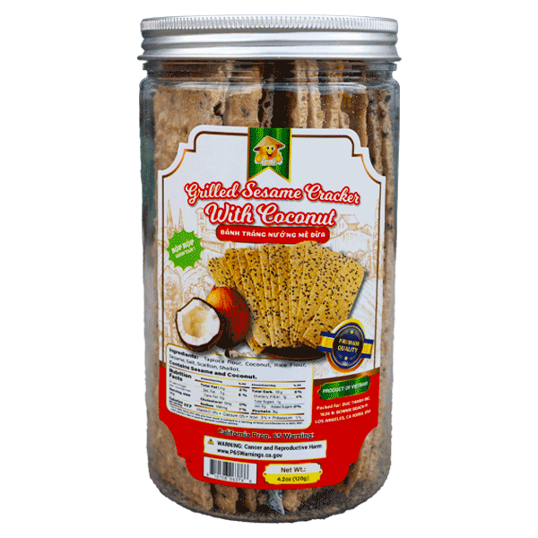 Smile Grilled Sesame Cracker With Coconut - Bánh Tráng Nướng Mè Dừa (24 x 4.2 Oz)